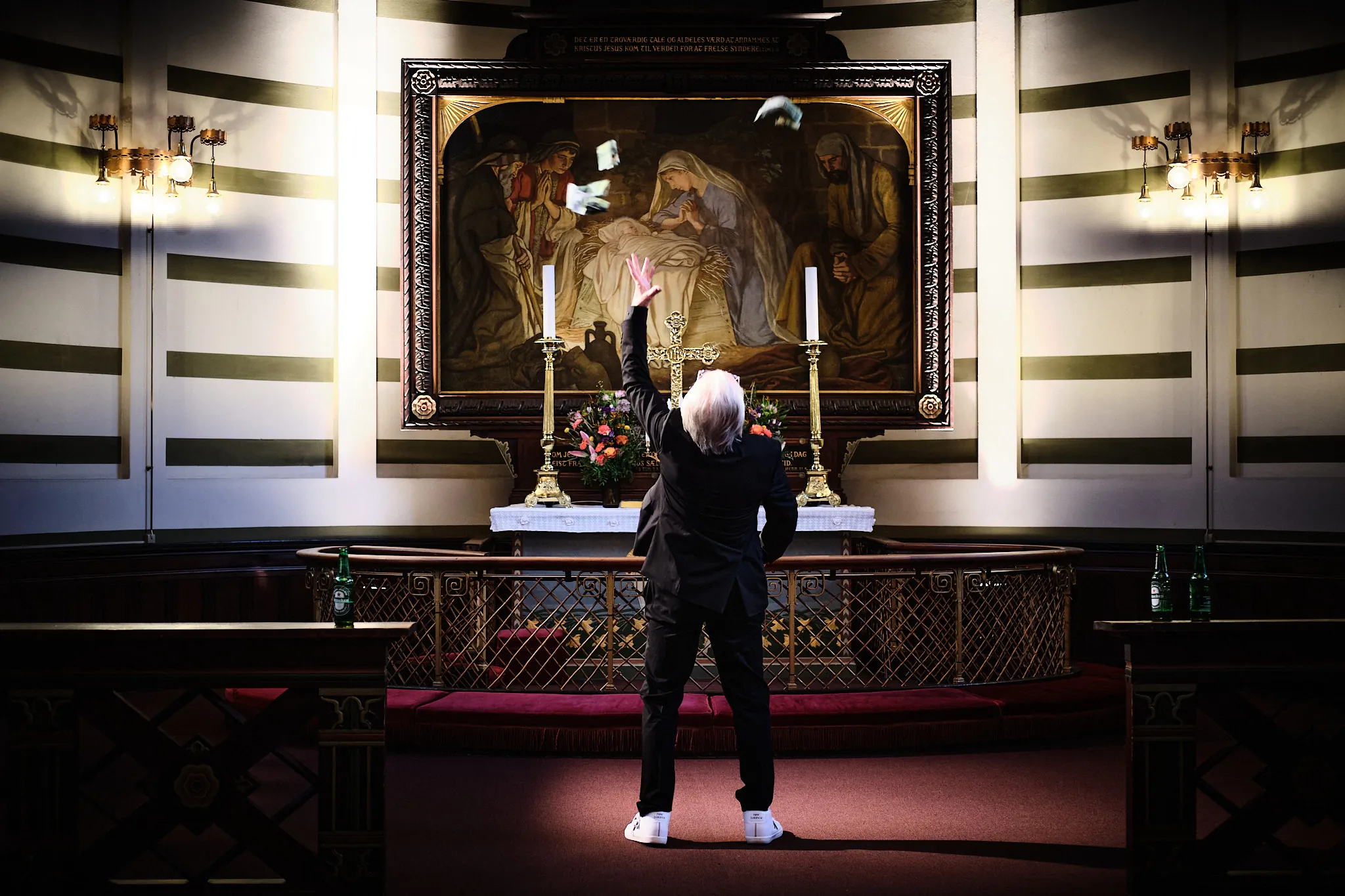 Behind the scenes of JESUSDOTCOM — camera crew, clapperboard and miniature truck