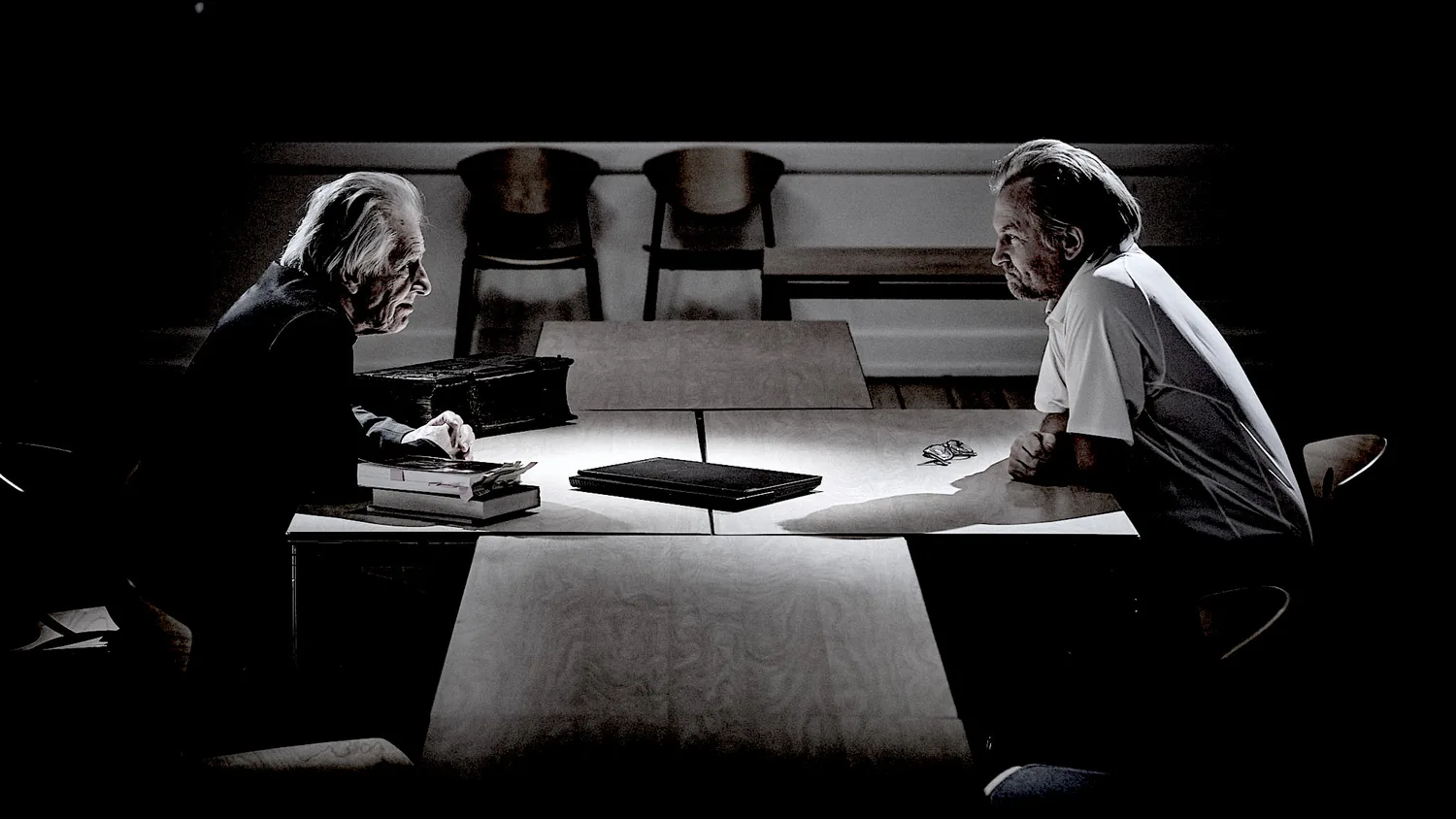 Studio production — monochrome conversation